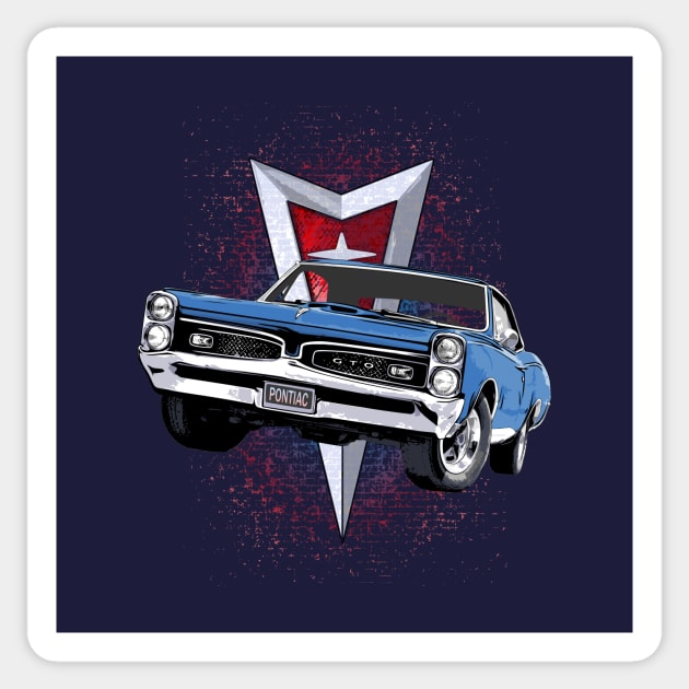 Blue 67 Pontiac GTO Sticker by ZoeysGarage